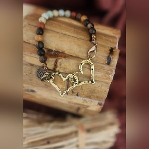 Beaded Double Heart Bracelet